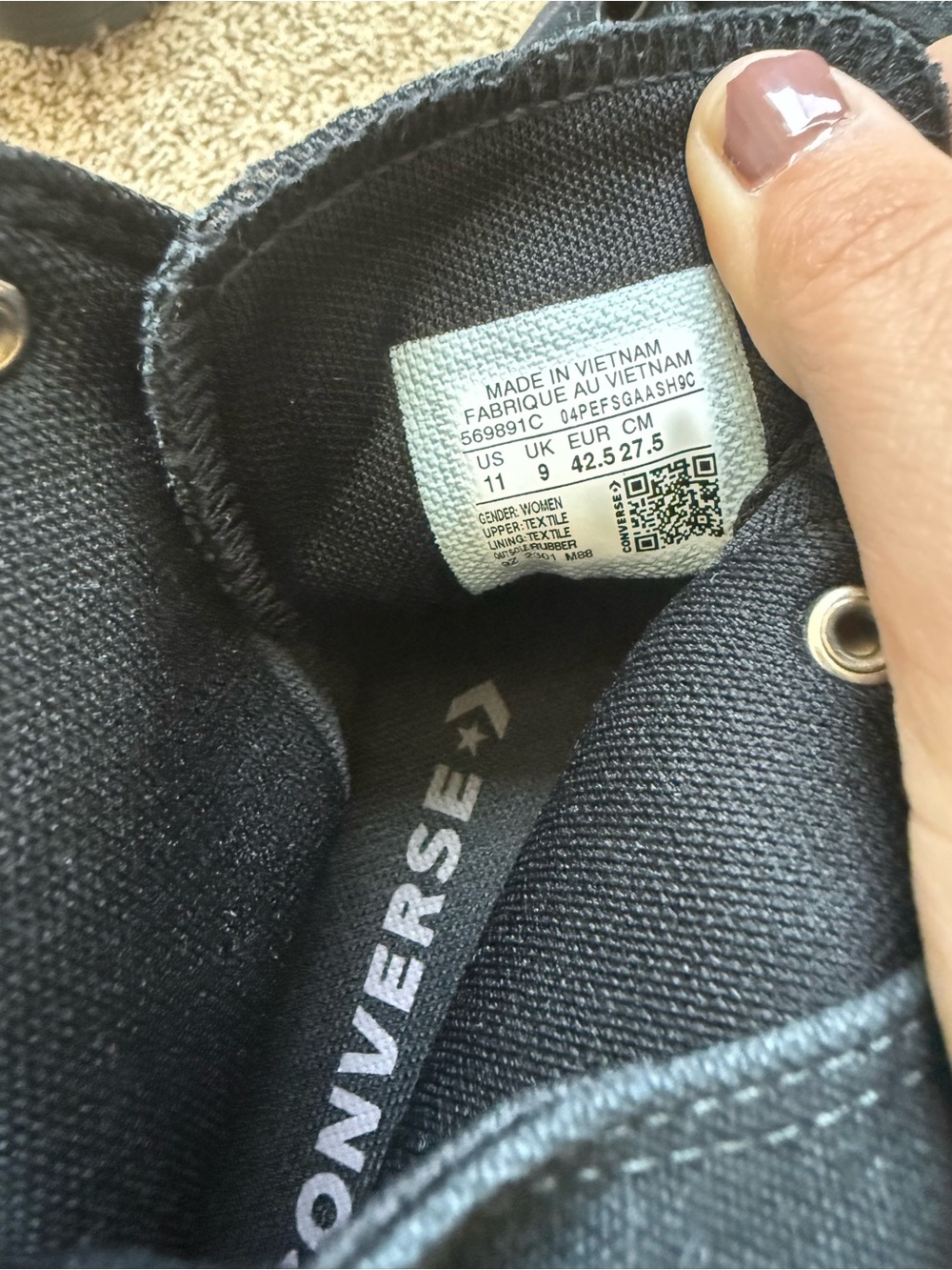 Converse Women’s Black High-Top Canvas Sneakers - Picture 6 of 6